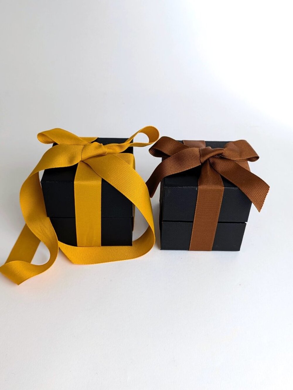 Set of 2 Coach Small Gift Boxes with Brown and Yellow Ribbons